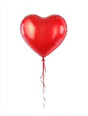 A vibrant red heart-shaped balloon floats gracefully, symbolizing love and celebration.