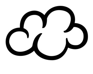 Cloud, symbolic image of a weather phenomenon - stock illustration for logo or pictogram. A cloud is a linear picture for a sign or icon. Outline	