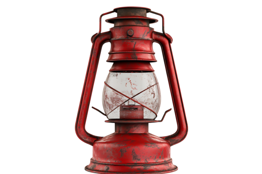Red metal lantern isolated on white background.PNG