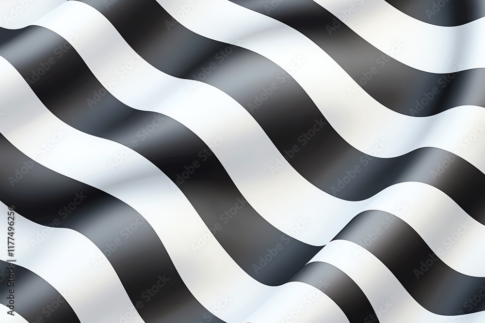 Poster abstract black and white wavy stripes create a mesmerizing pattern reminiscent of optical illusions.