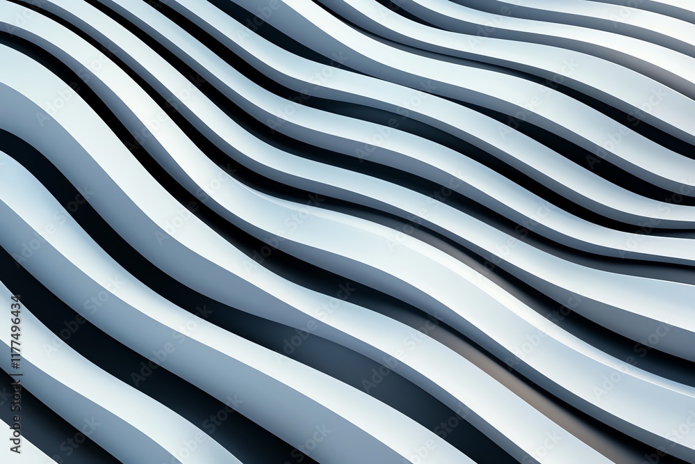 Poster abstract architectural design featuring flowing white and black wavy patterns. modern structure with