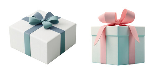 Beautifully Wrapped Gift Boxes Isolated on Transparent Background