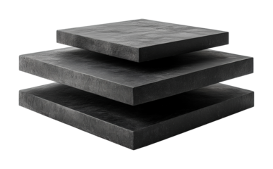 Tiered black minimal platform design for high fidelity display in modern interiors showcasing elegance and versatility isolated on transparent background