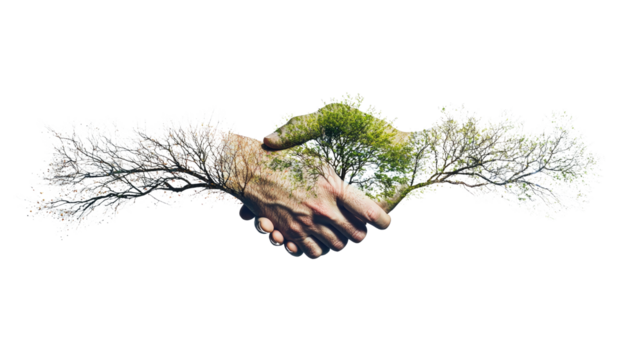 Nature's Embrace A Handshake Representing Environmental Harmony