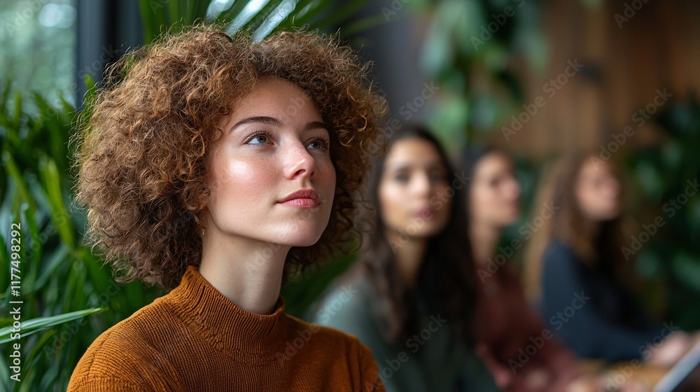 Aufkleber basic tech skills training for job seekers in a formal setting stock photo with side copy space