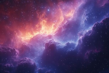 Fototapeta premium mesmerizing deep space galaxy background with colorful nebulas, glowing stars, and cosmic dust clouds in vibrant purple and blue hues