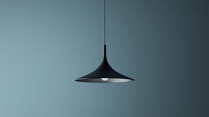 Fototapeta premium Minimalist Black Pendant Light Hanging in a Modern Setting 