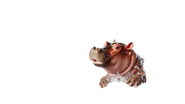 Playful Hippopotamus Splashing in Water, Joyful Expression
