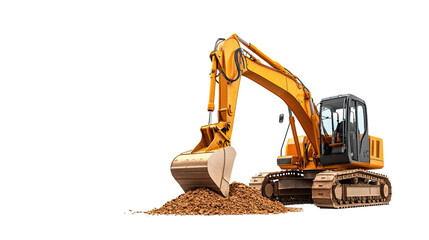 Powerful Excavator Digging Earth on Construction Site