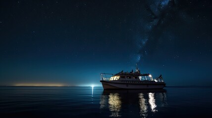 starry sky, sailing on the sea