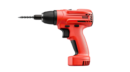 Red Cordless Power Drill Tool Isolated Studio Shot