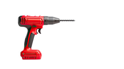 Red Cordless Power Drill with Battery Pack Isolated