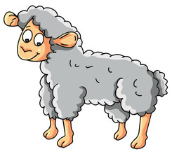 Cute cartoon hand drawn vector sheep illustration.