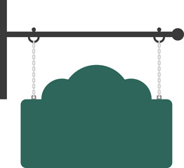 Illustration of a hanging sign board with blank copy space. Empty sign board for your design. 