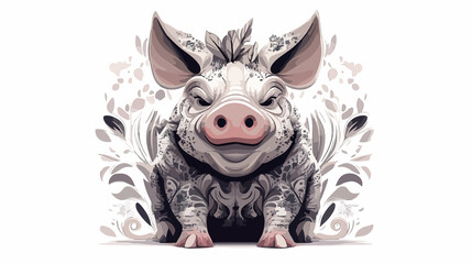 Cute pig cartoon character for children's books and branding projects