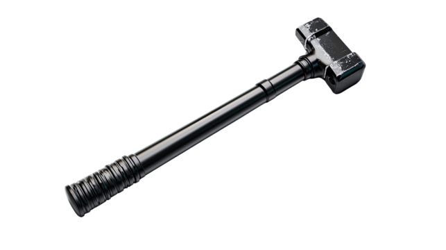 Sleek Black Metal Hammer Tool  Isolated on Black Background