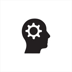 human head silhouette with gears