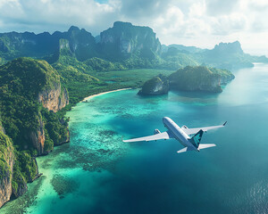 airplane flying over the sea
