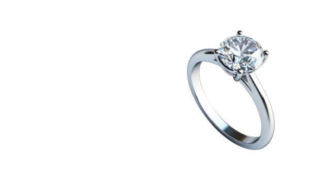 Sparkling Diamond Solitaire Engagement Ring on Black Background
