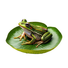 Obraz premium Vibrant Green Frog Resting on a Lily Pad