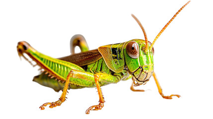 Fototapeta premium Vibrant Green Grasshopper Closeup Macro Photography