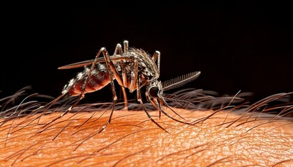 Naklejka premium macro of a mosquito on human skin