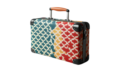 Vintage Suitcase with Geometric Pattern Design for Travel