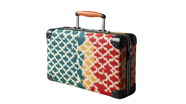 Vintage Suitcase with Geometric Pattern Design for Travel - Powered by Adobe