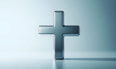 Obraz premium Metallic cross on a light background.