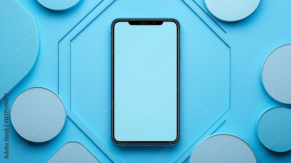 Poster Smartphone usage for mobile banking transactions in a secure and private space Stock Photo with side copy space