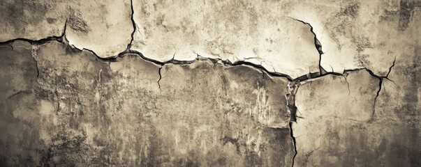 Obraz premium A Detailed Close-Up of a Cracked and Weathered Concrete Wall Texture