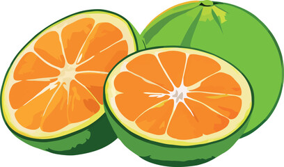 Sliced and whole green orange showing the juicy inside