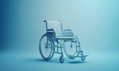 Fototapeta premium Modern wheelchair on blue background.