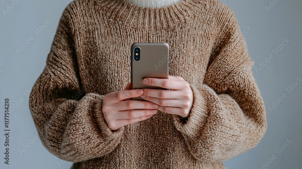 Poster smartphone safety promoted with a person updating their device regularly stock photo with side copy 