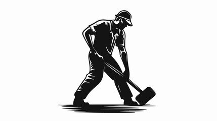 Professional laborer using mallet for equipment maintenance