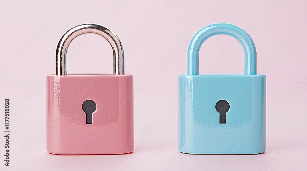Aufkleber Online security basics visualized with encrypted data transfer between devices Stock Photo with side copy space