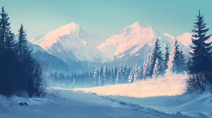 Obraz premium Snow-covered polish tatra mountains in winter , snow, mountains, poland, tatra, winter, cold, scenic, nature. Snowcap. Illustration