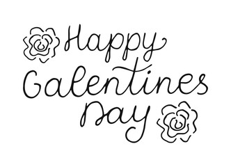 This colorful spring Calligraphy lettering features the phrase Happy Galentines Day, surrounded by charming floral designs, celebrating friendship and connection during the spring season