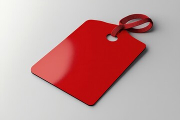 Fototapeta premium The bright red tag with a polished surface is ideal for labeling products and improving their organization
