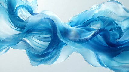 Obraz premium Flowing blue fabric, abstract swirl, light background, design element.