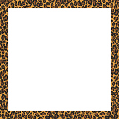 Obraz premium Leopard spots patterns frame. Animal prints patterns border frame. Leopard skin pattern 