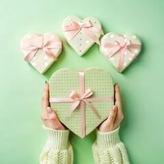 heart shaped gift box with ribbon