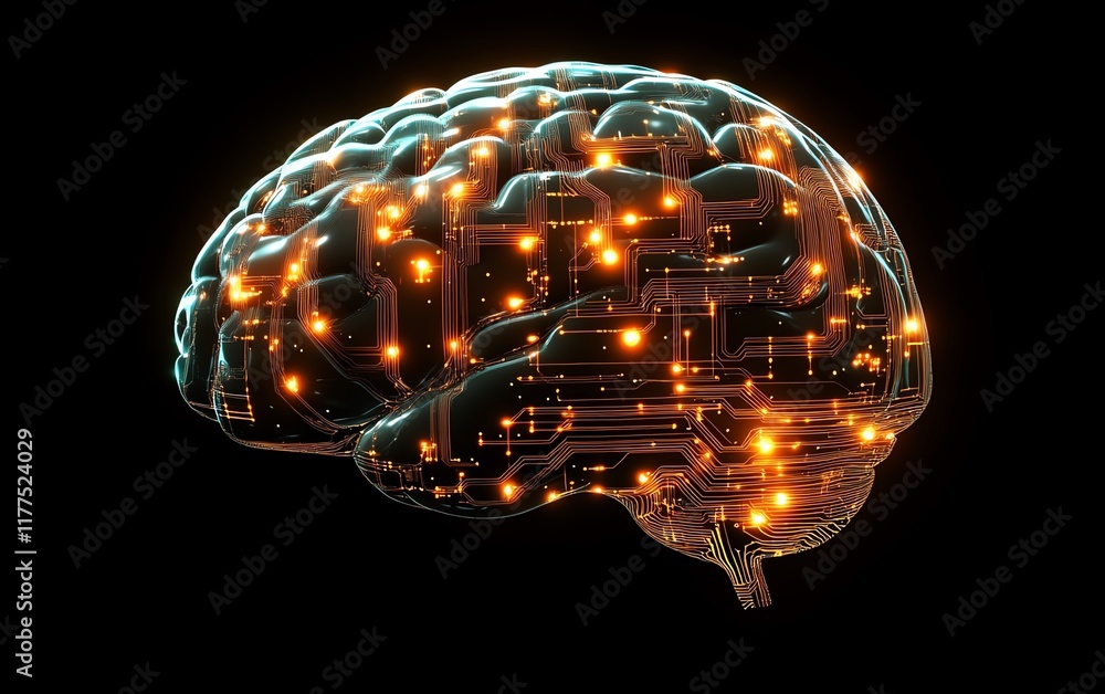 Aufkleber an aipowered brain with augmented reality elements