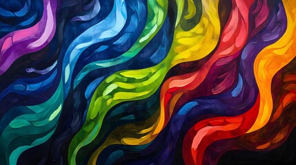 Obraz premium Dynamic color waves artwork abstract art gallery vibrant palette creative space artistic expression
