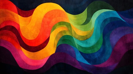 Obraz premium Vibrant abstract waves of color art studio digital artwork contemporary close-up expressionism