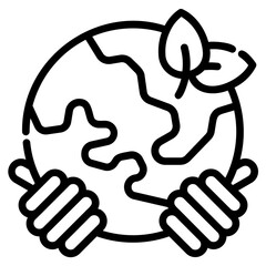 Hand Earth. This is a vector single icon with a dashed line style. It is suitable for any purpose, such as website design, mobile app design, logo design, etc.