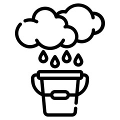 Rainwater Harvesting. This is a vector single icon with a dashed line style. It is suitable for any purpose, such as website design, mobile app design, logo design, etc.