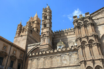 architectural details of Palermo Cathedral in Sicily, Italy 