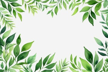 Obraz premium a watercolor painting of green leaves on a white background