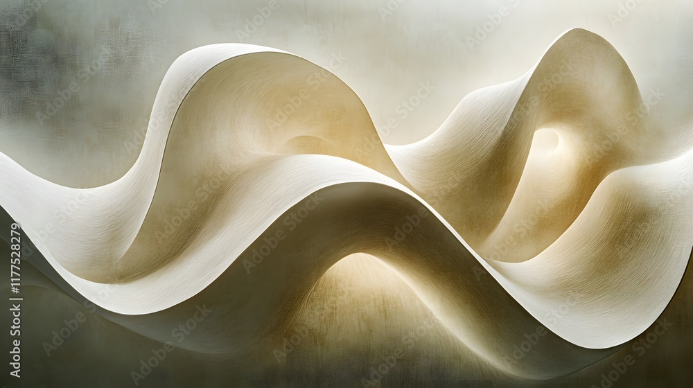 Poster dynamic flowing shapes abstract art digital creation soft tones close-up view modern concept